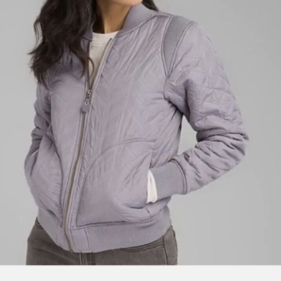 Prana Diva Varsity Jacket Vapor Gray Medium - Picture 1 of 9